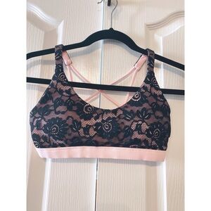 Lorna Jane Sport Bra Black lace and Pink XXS